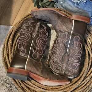 Tony Lama Brown Embroidered Heeled Boots